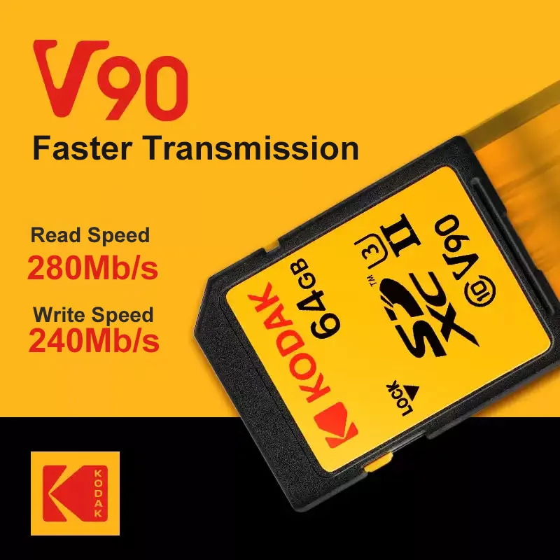 Kodak V90/V60/V30 SD Card Professional Camera Memory Card Read Speed