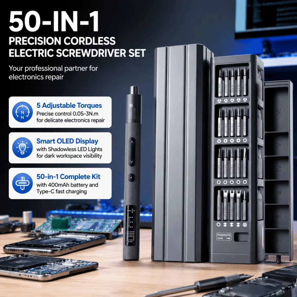50 in 1 Precision Cordless Electric Screwdriver Set USB Rechargeable