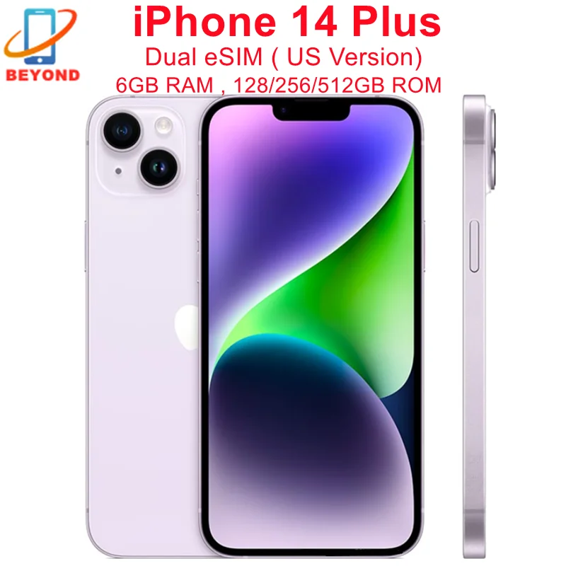 Apple iPhone 14 Plus Dual eSIM 128/256/512GB ROM 6GB RAM 6.7" Genuine