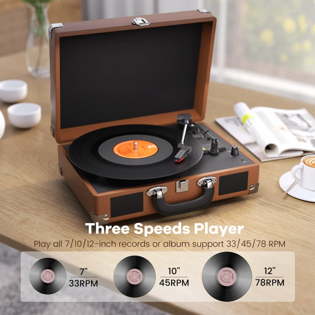 MAIO 3-Speed 33/45/78RPM Vinyl Spinner with 2 Built-in Stereo