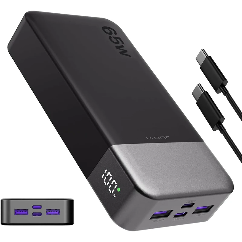 JUOVI Power Bank 65W 20000mAh Laptop Portable Charger, PD QC Fast