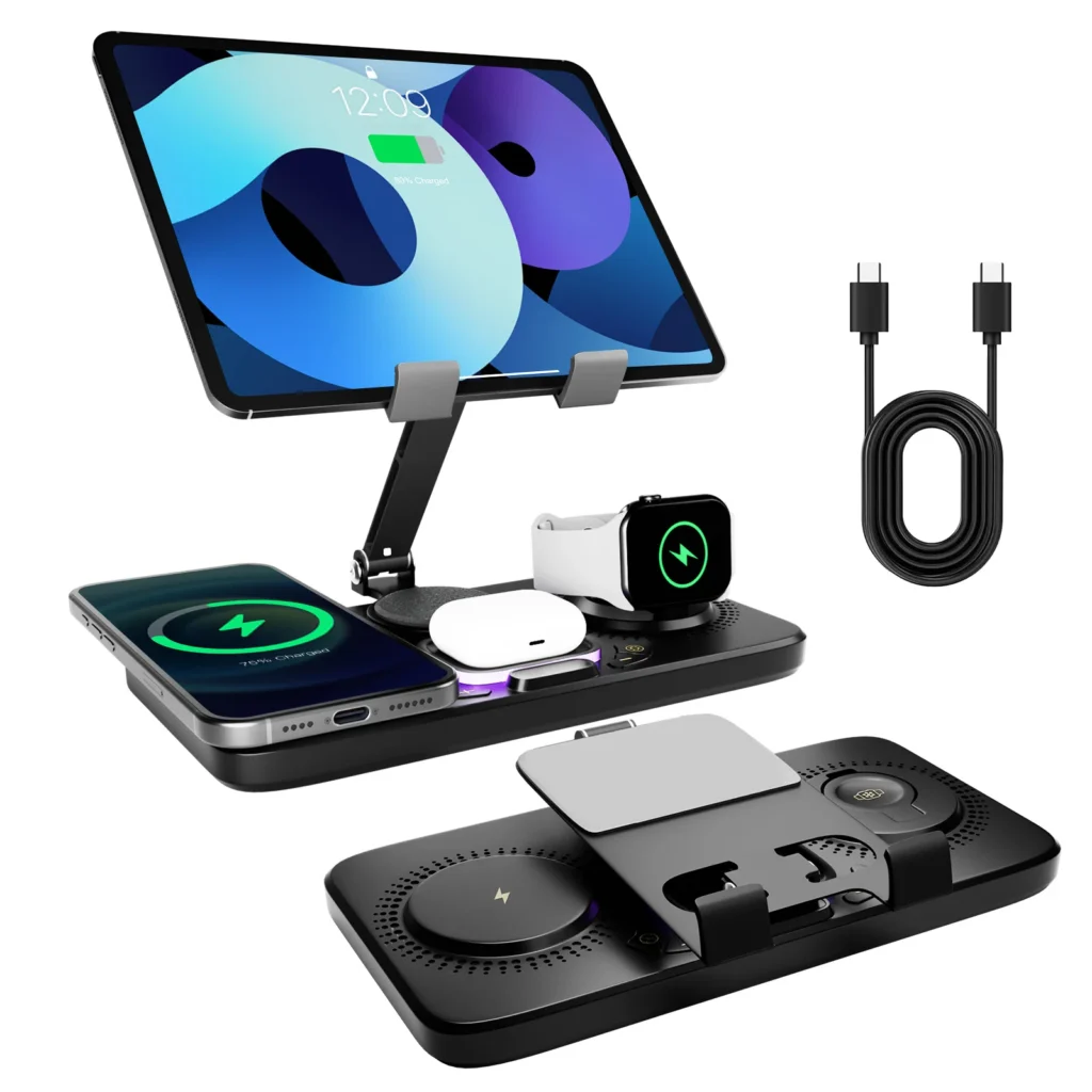 7-in-1 Wireless Charger Station 15W Fast Charging Type C Port