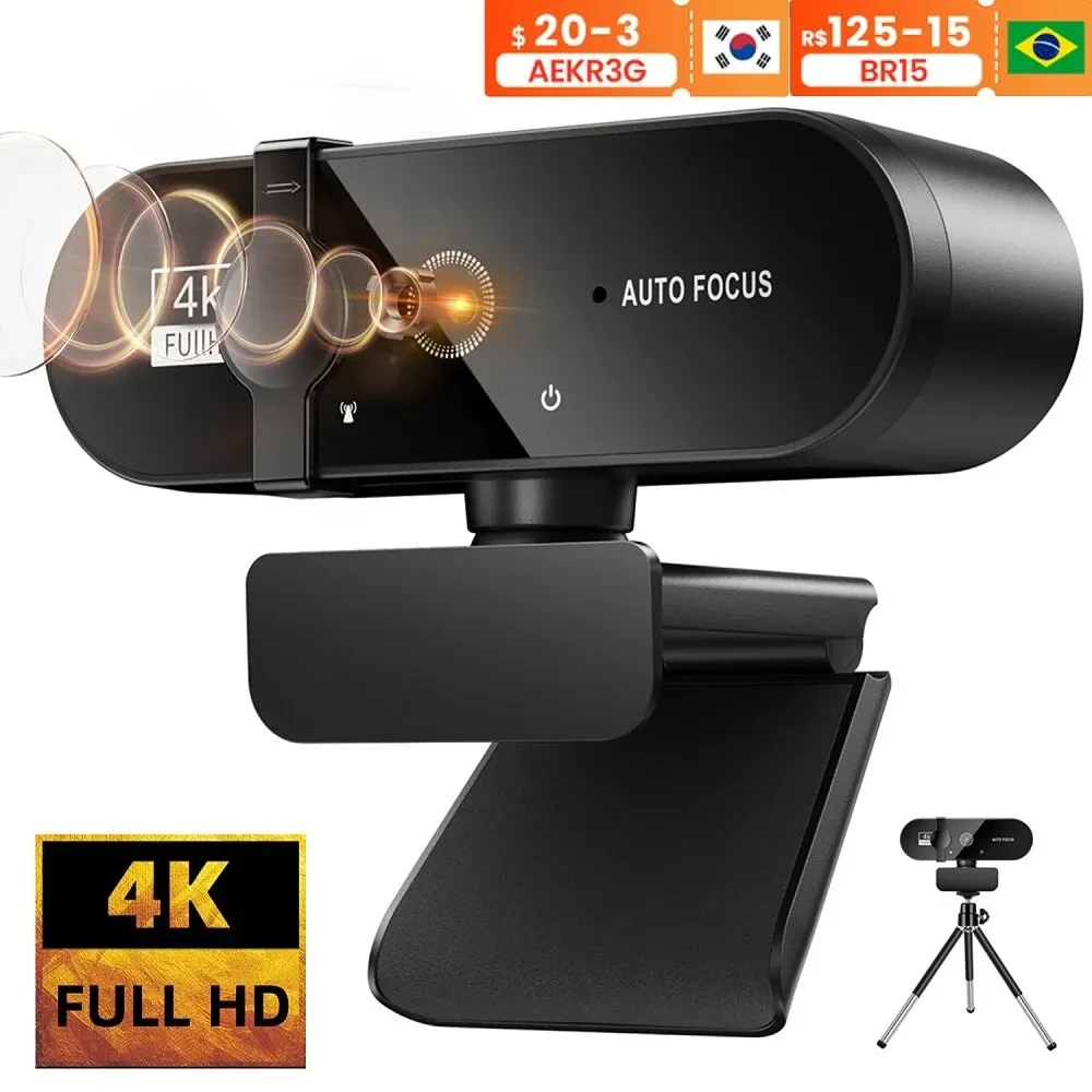 4K Webcam 1080P Mini Camera 2K Full HD Webcam with Microphone 30fps