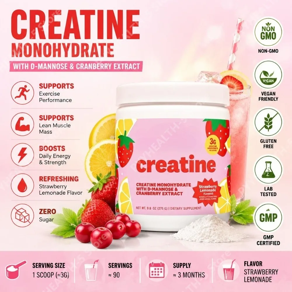Creatine Monohydrate Powder Supplement 3g Serving Vegan Formula