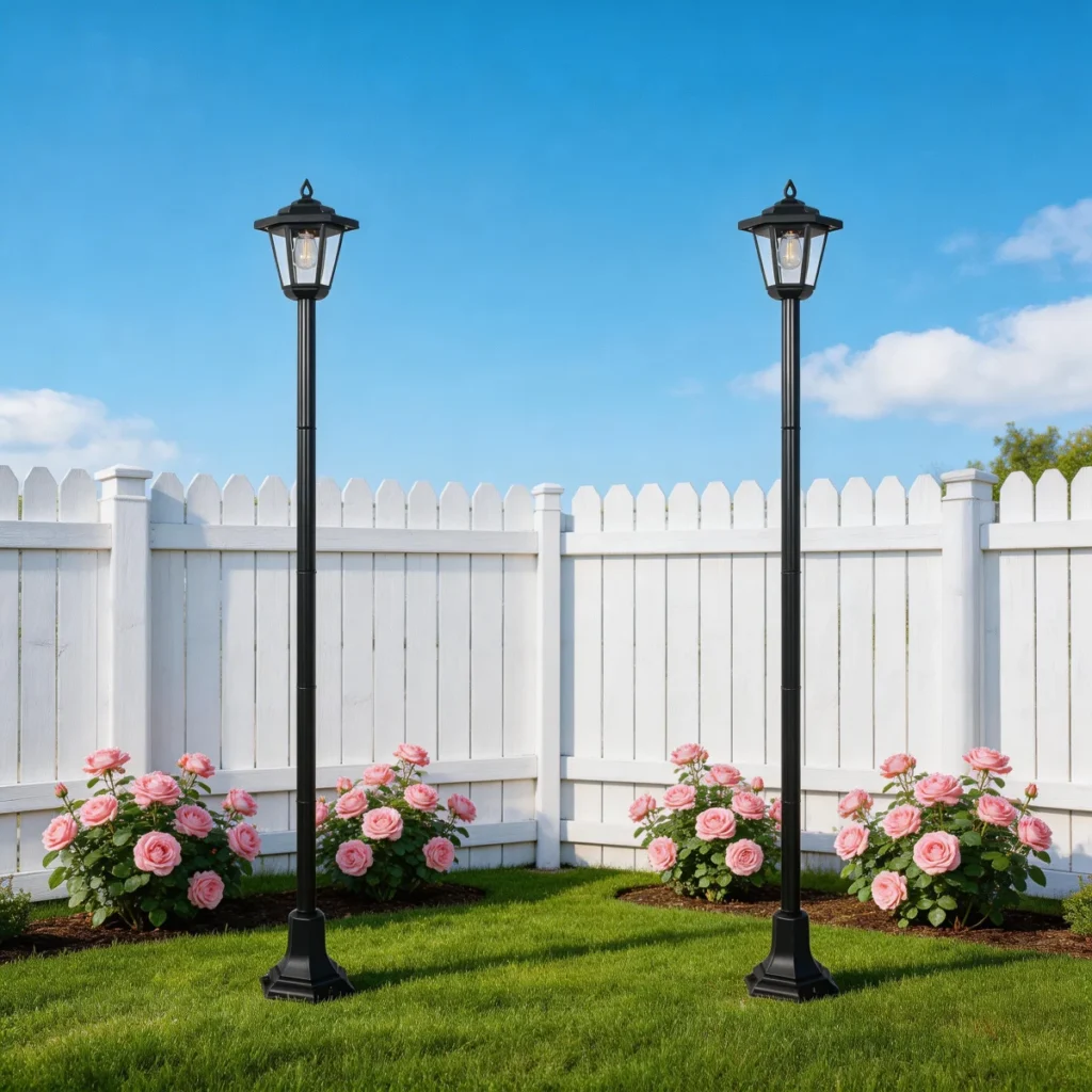 2 Pack Solar Post Lights Outdoor Waterproof, 5 Adjustable Heights