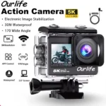 Ourlife 5K Action Camera 4K60FPS 2.0 Inch Touch Screen WiFi 170° Wide
