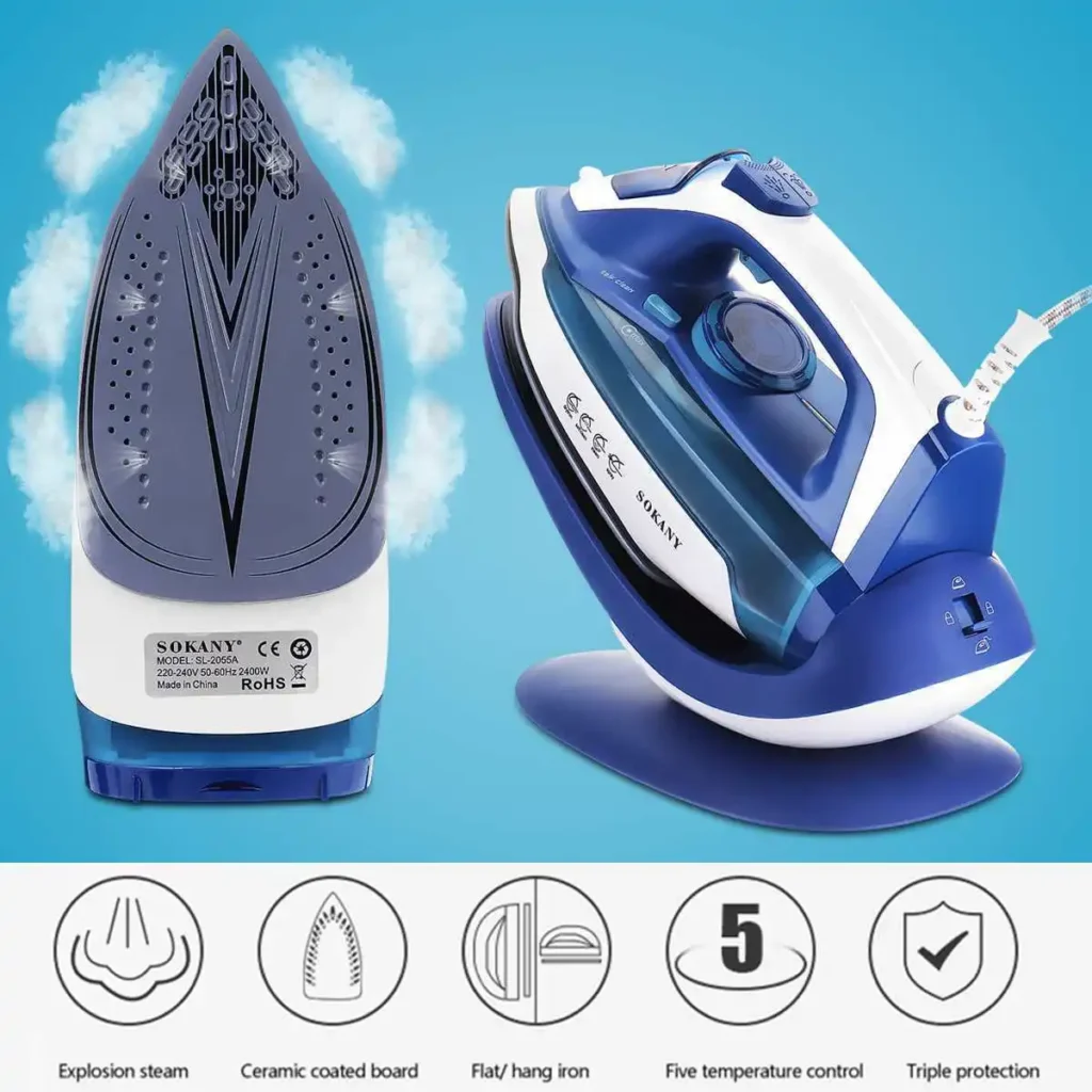 2400W Powerful Cordless Steam Iron Electric Clothes Steamer with Base