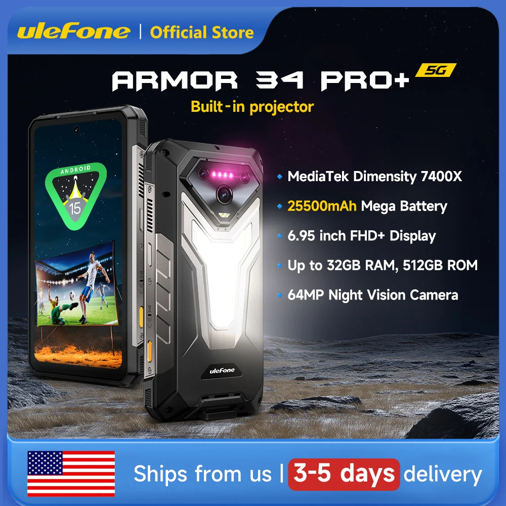 Ulefone Armor 34 Pro Plus 5G AI Rugged Phone 6.95" 25500mAh 32GB+512GB