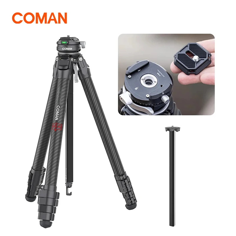COMAN Zero F38 Carbon Fiber Tripod Travel Quick Release 360° Panoramic