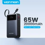 Vention Power Bank 20000mAh Portable PD 65W Fast Charging Built-in
