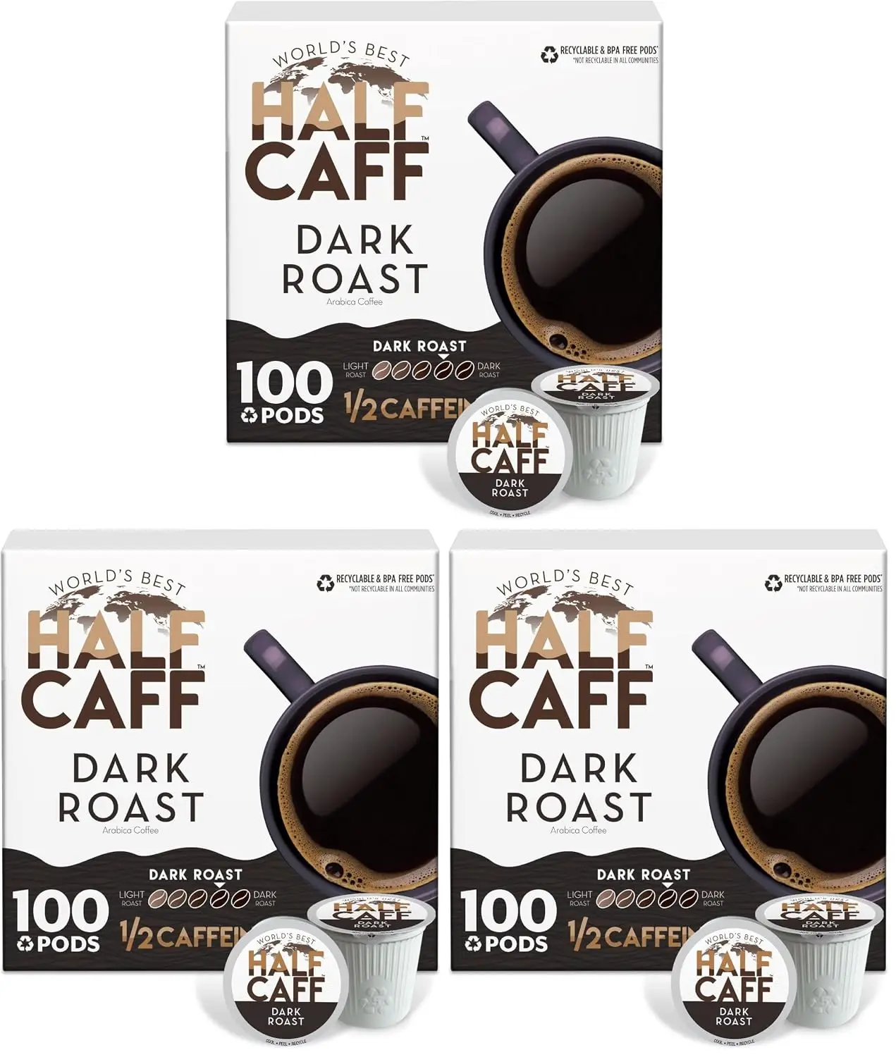 Dark Roast Coffee Pods, 100 ct, Single Serve Pods - 100% Arabica